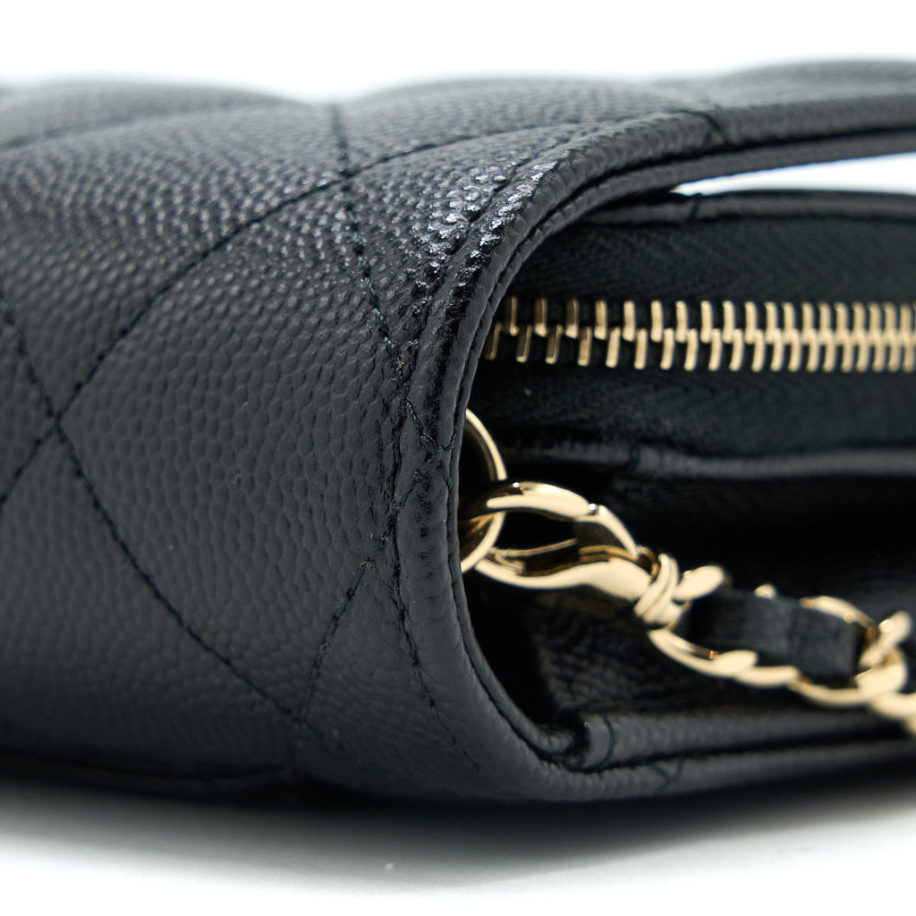 CHANEL 3 IN 1 WALLET ON CHAIN CAVIAR BLACK LGHW