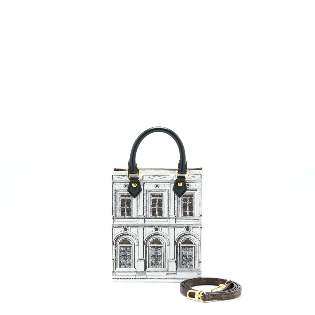 LOUIS VUITTON PETIT SAC PLAT BAG WHITE/BLACK FORNASETTI MONOGRAM CANVAS GHW