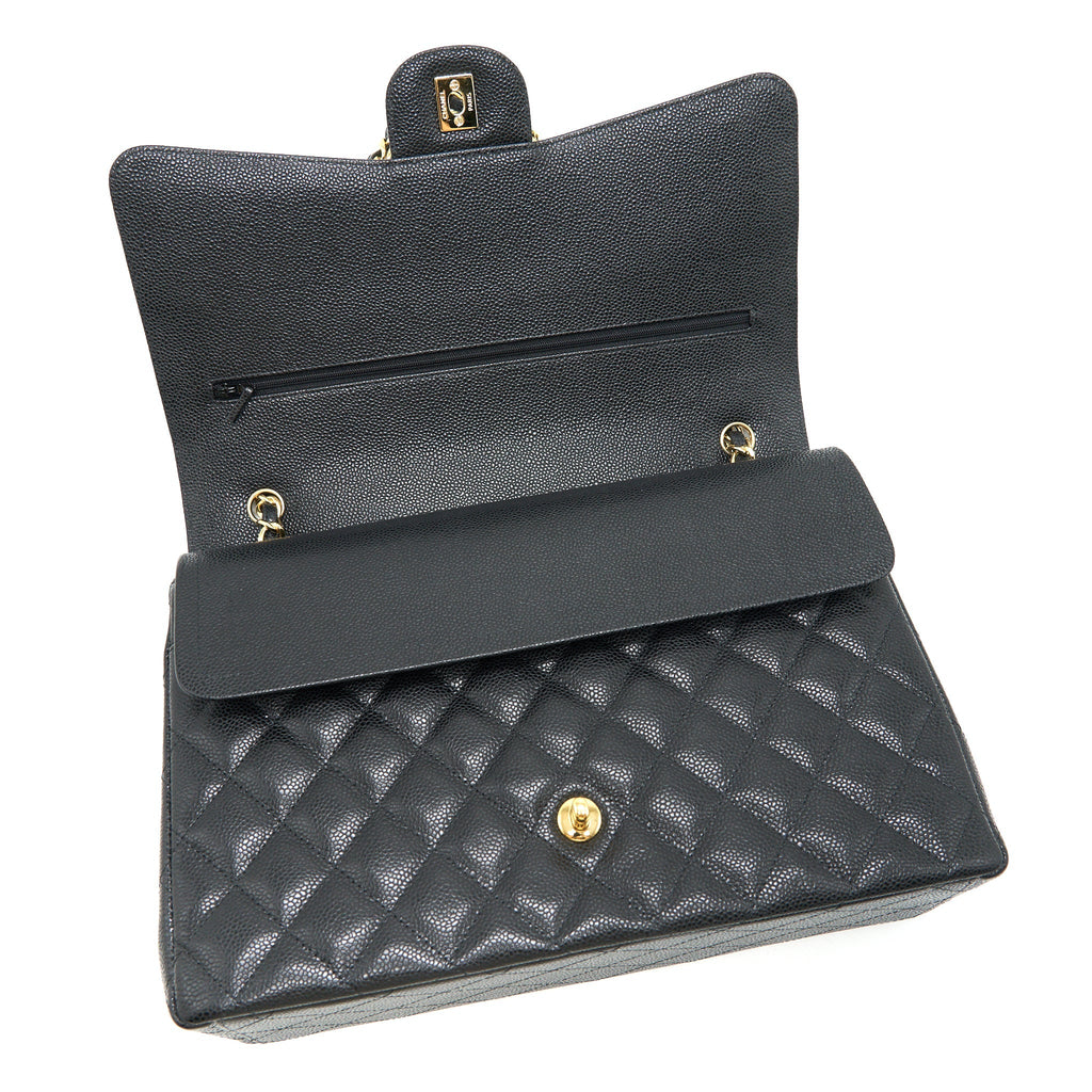 CHANEL MAXI CLASSIC DOUBLE FLAP BLACK CAVIAR GHW