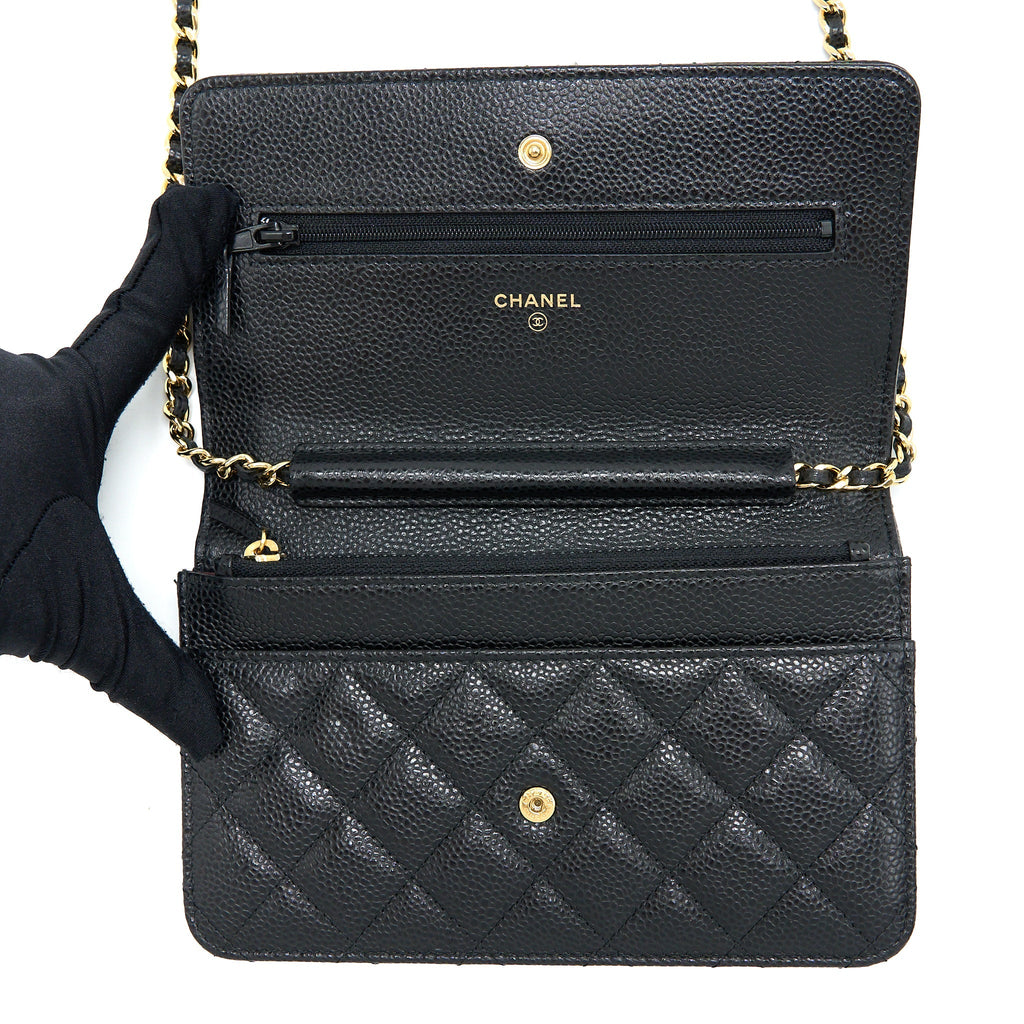 CHANEL CLASSIC WALLET ON CHAIN CAVIAR BLACK GHW