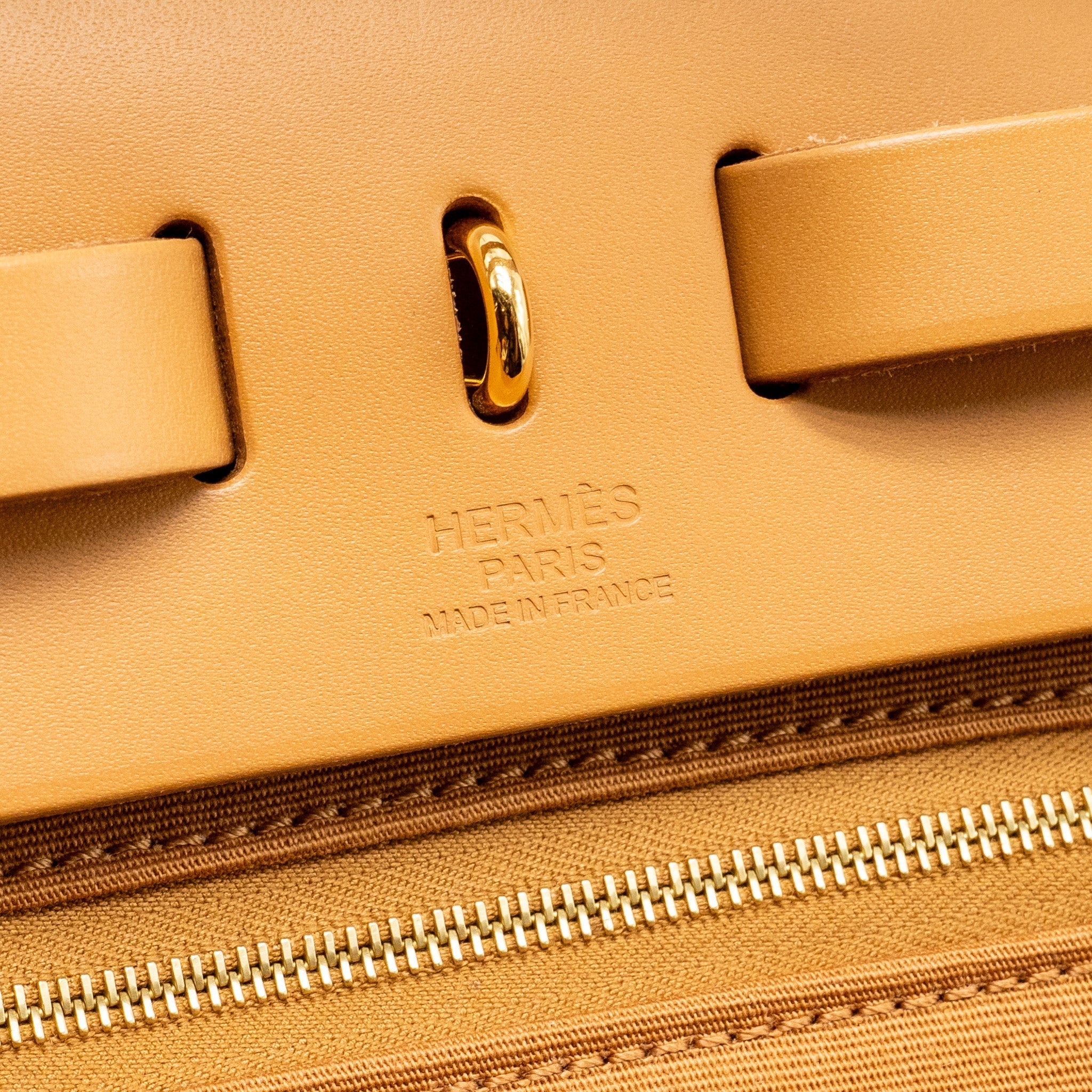 HERMES HERBAG 31 ZIP BAG CANVAS/HUNTER LEATHER ETOUPE / NATURAL SABLE GHW