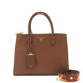 PRADA SAFFIANO BORDA BAG BROWN GHW