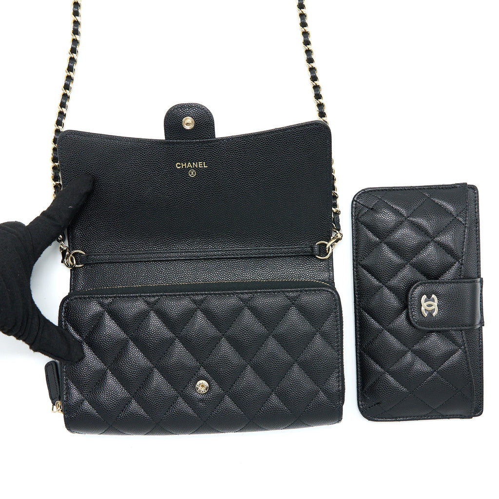 CHANEL 3 IN 1 WALLET ON CHAIN CAVIAR BLACK LGHW