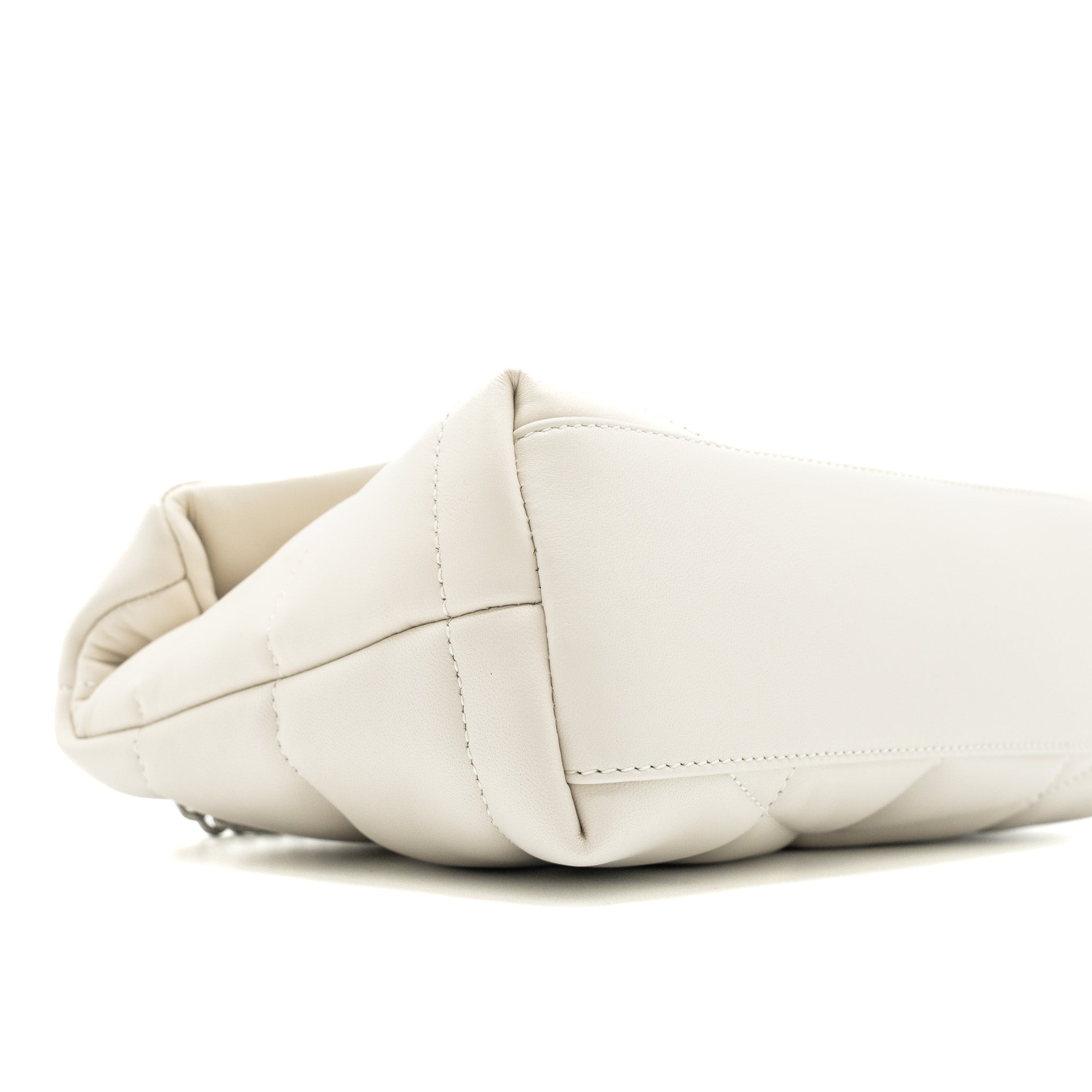 SAINT LAURENT SMALL LOULOU PUFFER SHOULDER BAG LAMBSKIN BLANC VINTAGE RUTHENIUM HARDWARE