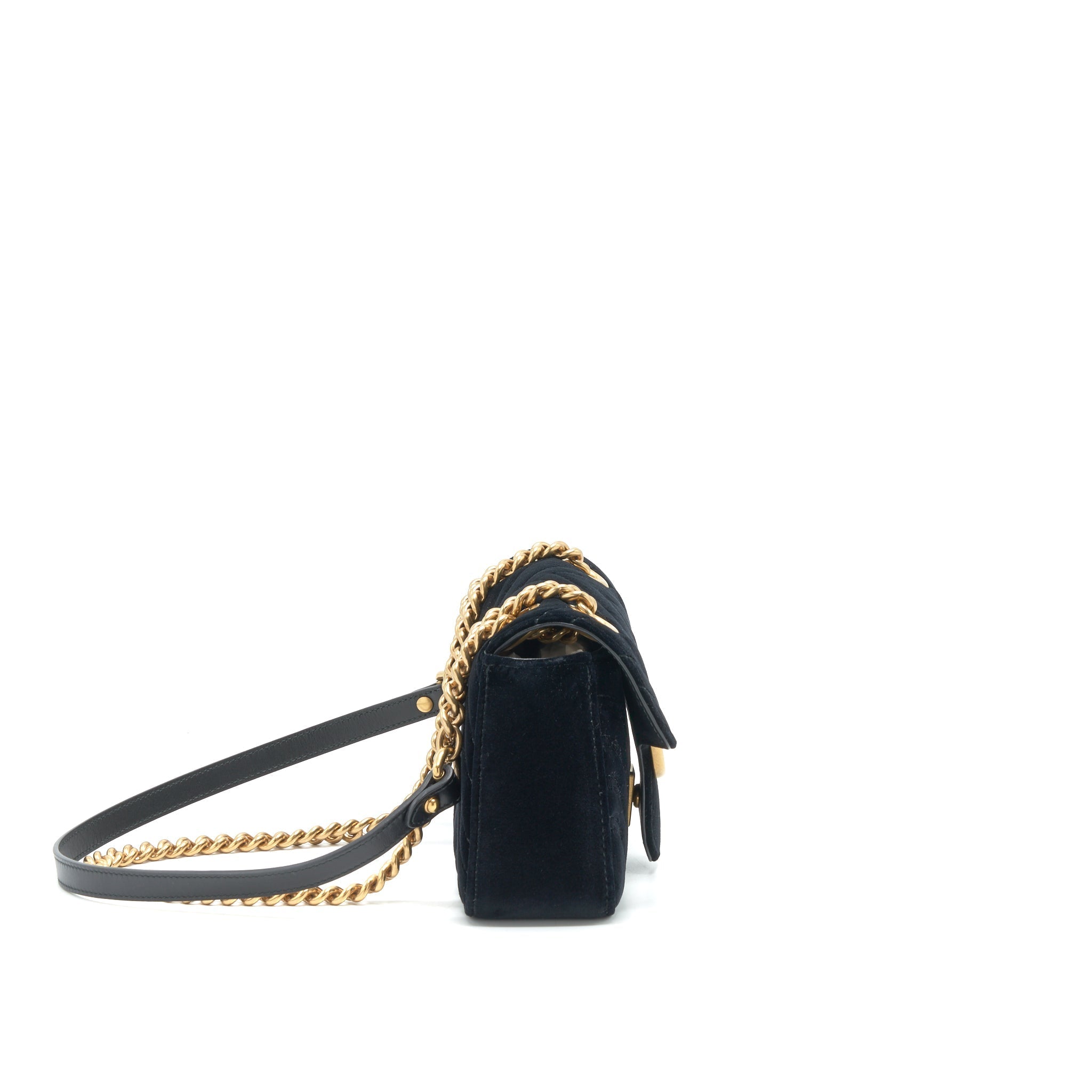 GUCCI MINI MARMONT FLAP BAG VELVET BLACK