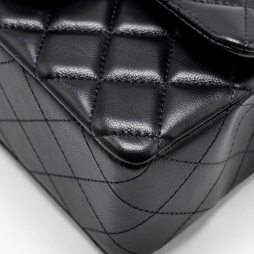 CHANEL MINI RECTANGULAR FLAP BAG LAMBSKIN BLACK LGHW (MICROCHIP)