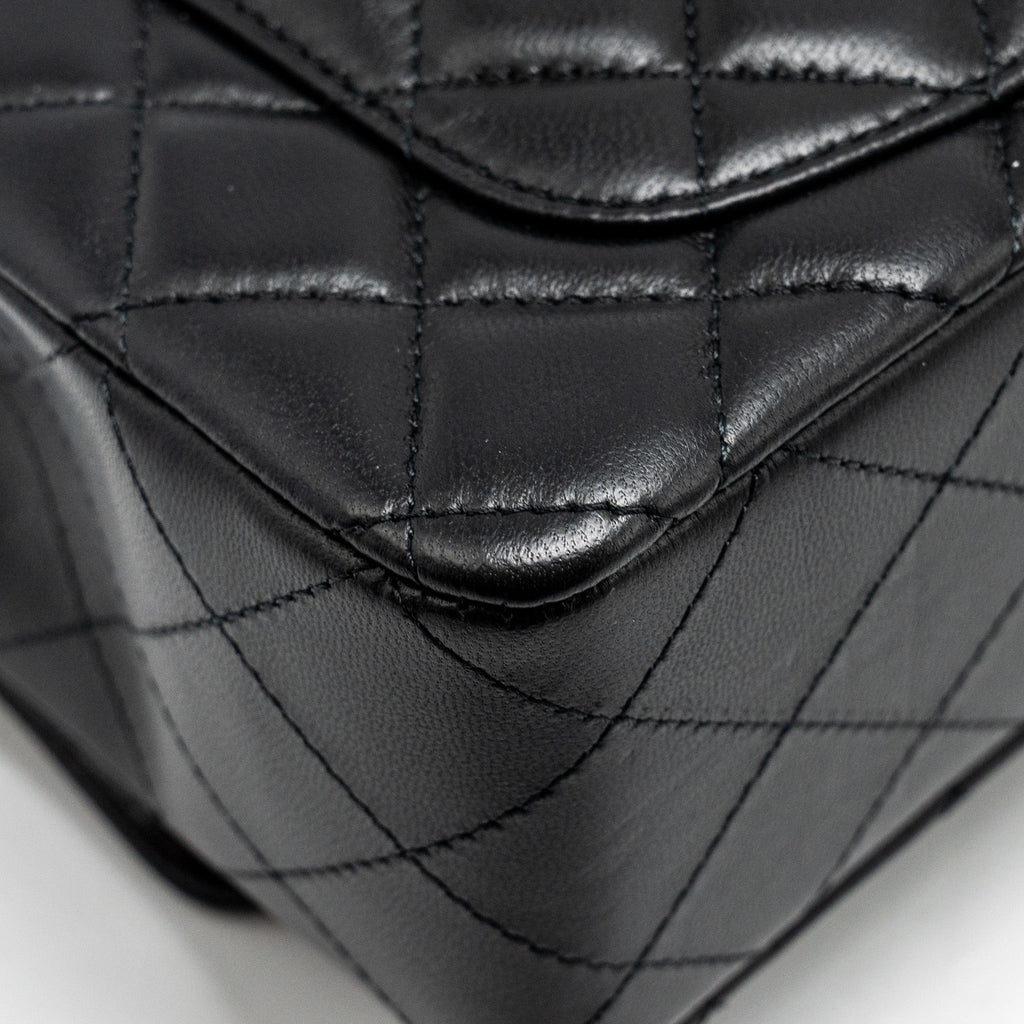 CHANEL MINI RECTANGULAR FLAP BAG LAMBSKIN BLACK LGHW (MICROCHIP)
