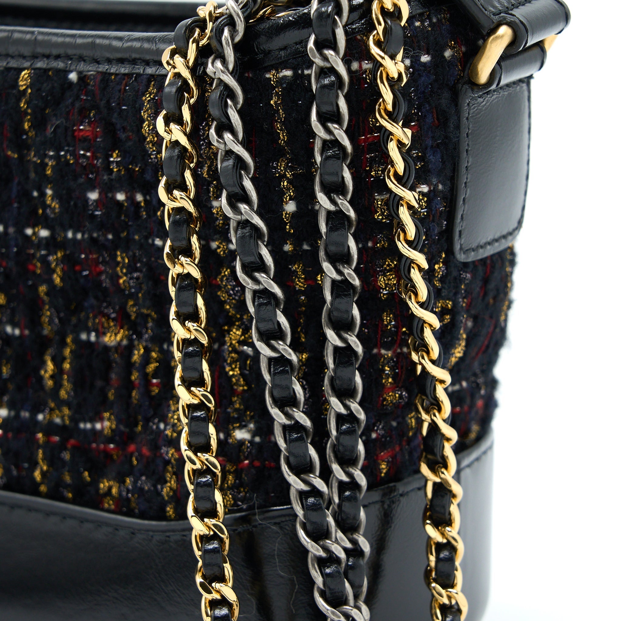 CHANEL SMALL GABRIELLE HOBO BAG TWEED/LEATHER BLACK MULTICOLOUR HARDWARE