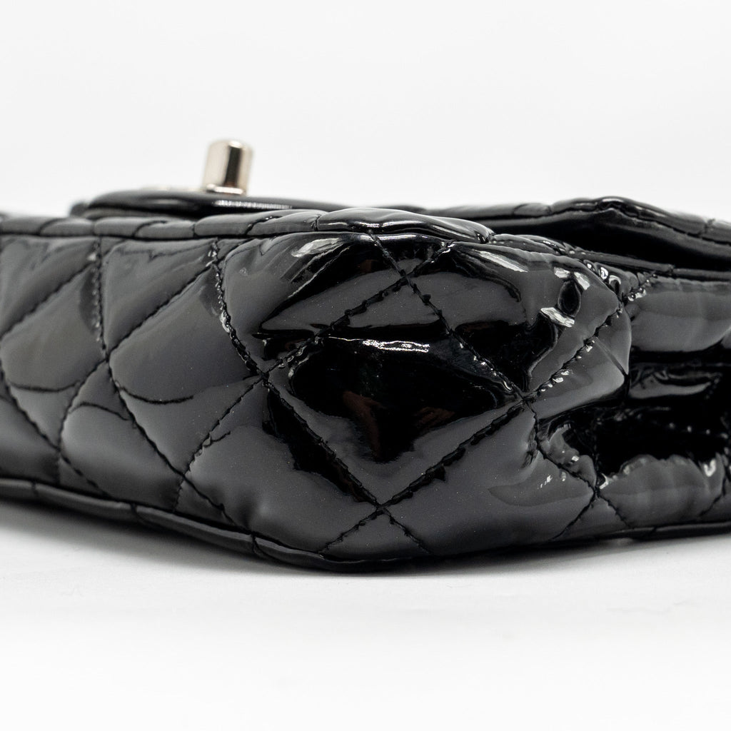 CHANEL CC MINI FLAP BAG PATENT BLACK SHW