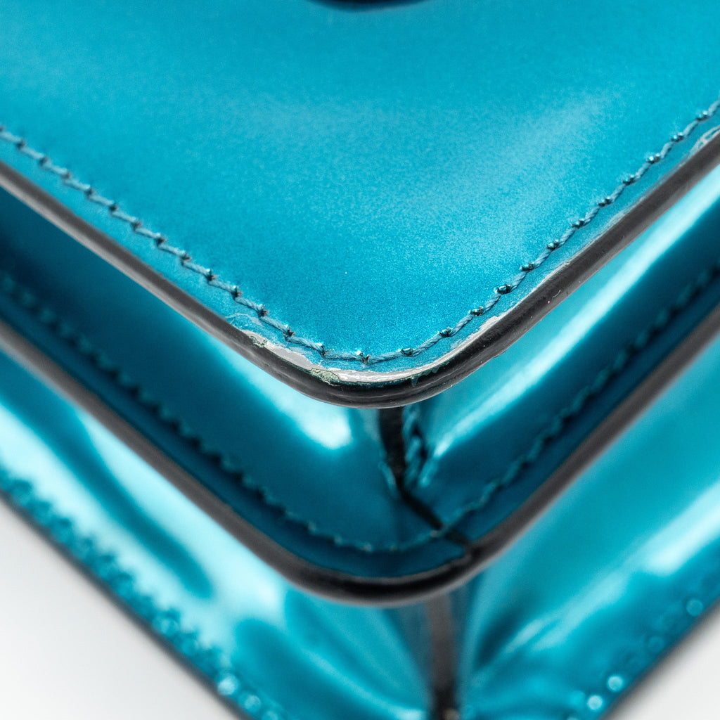 BVLGARI SERPENTI FOREVER BAG PATENT METALLIC BLUE LGHW