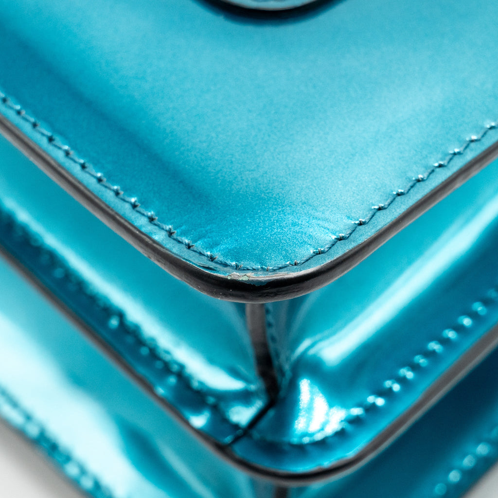 BVLGARI SERPENTI FOREVER BAG PATENT METALLIC BLUE LGHW