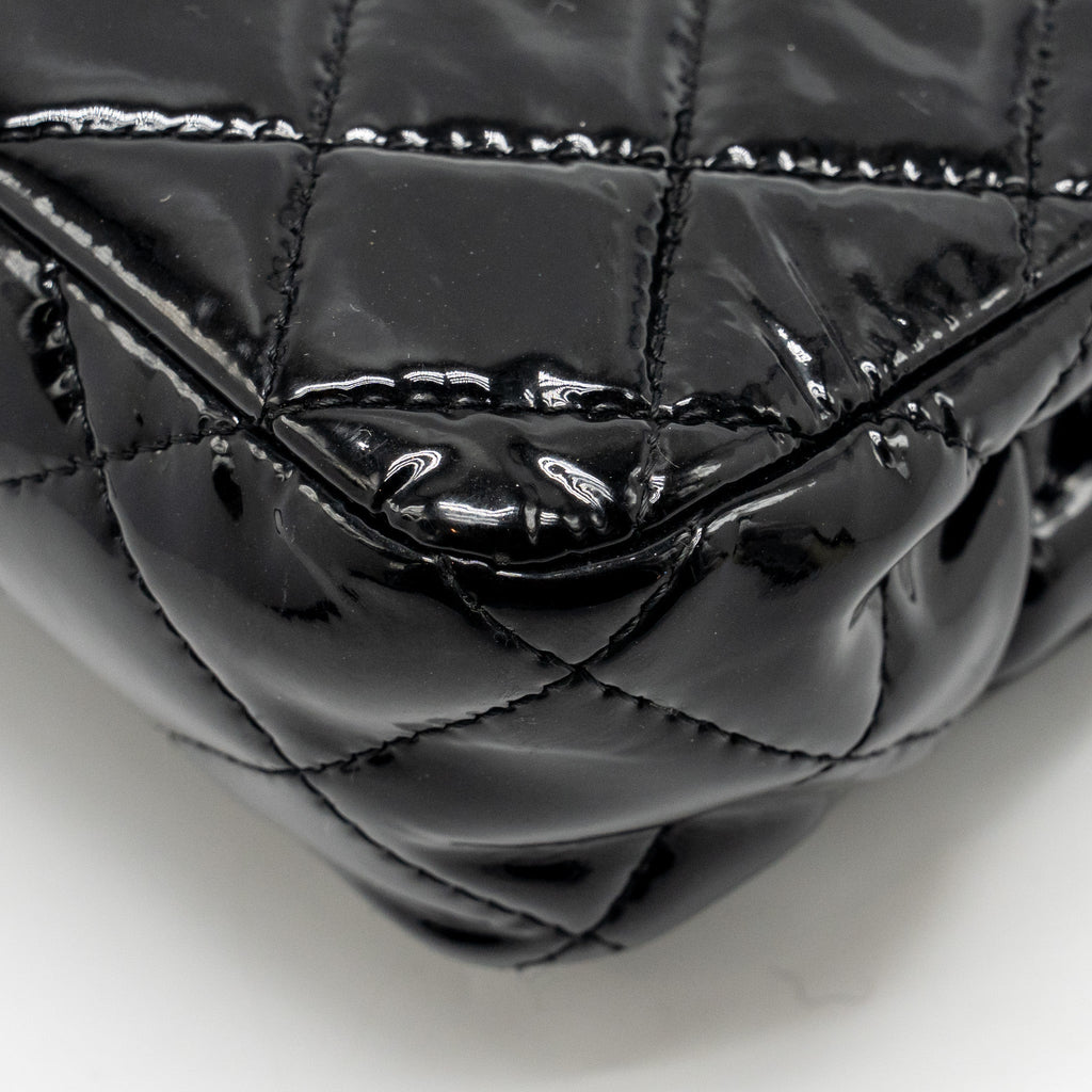 CHANEL CC MINI FLAP BAG PATENT BLACK SHW