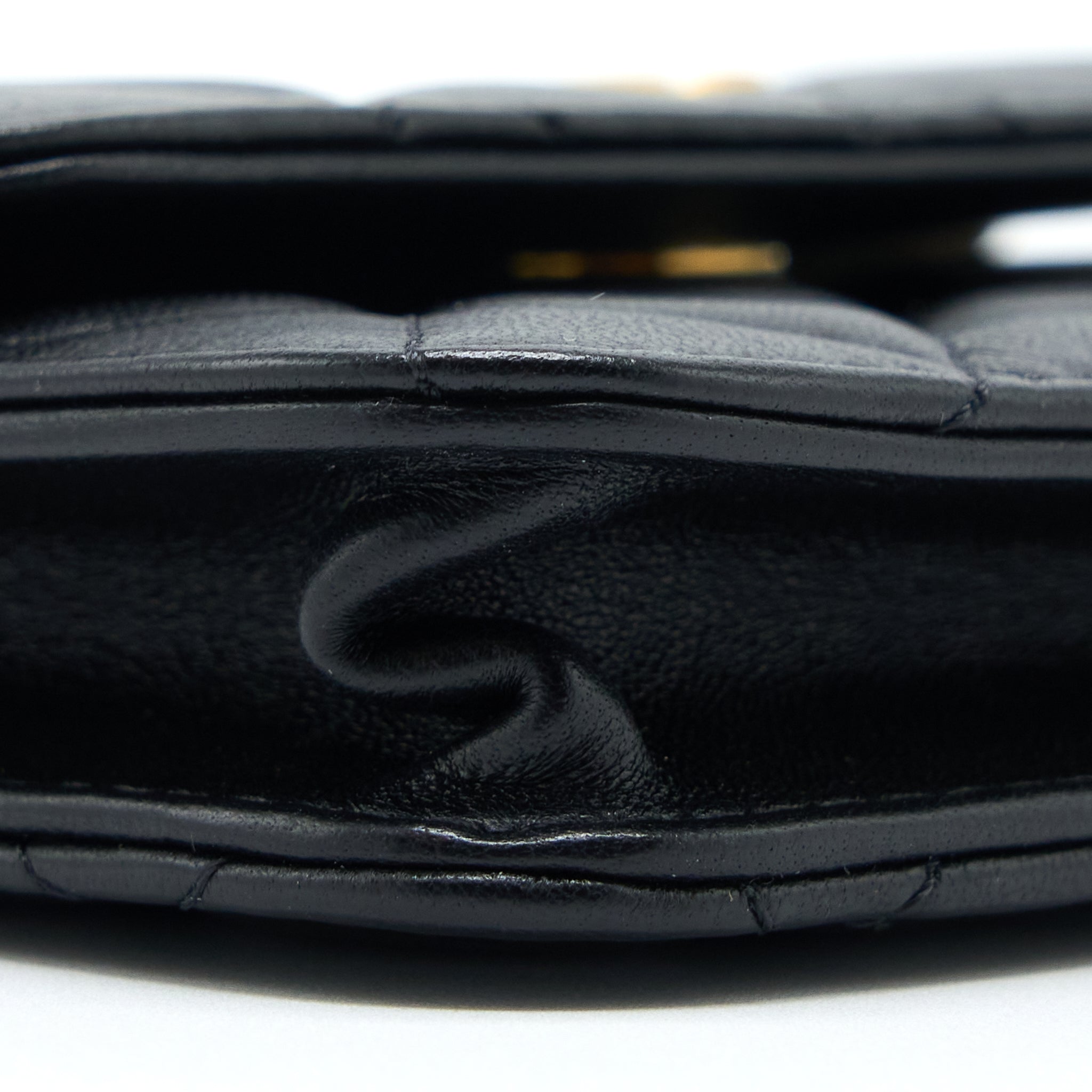CHANEL PEARL CRUSH MINI FLAP BELT BAG LAMBSKIN BLACK BRUSHED GHW