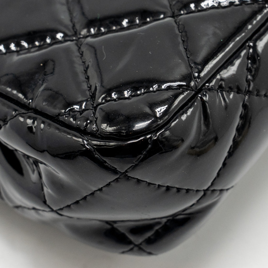 CHANEL CC MINI FLAP BAG PATENT BLACK SHW