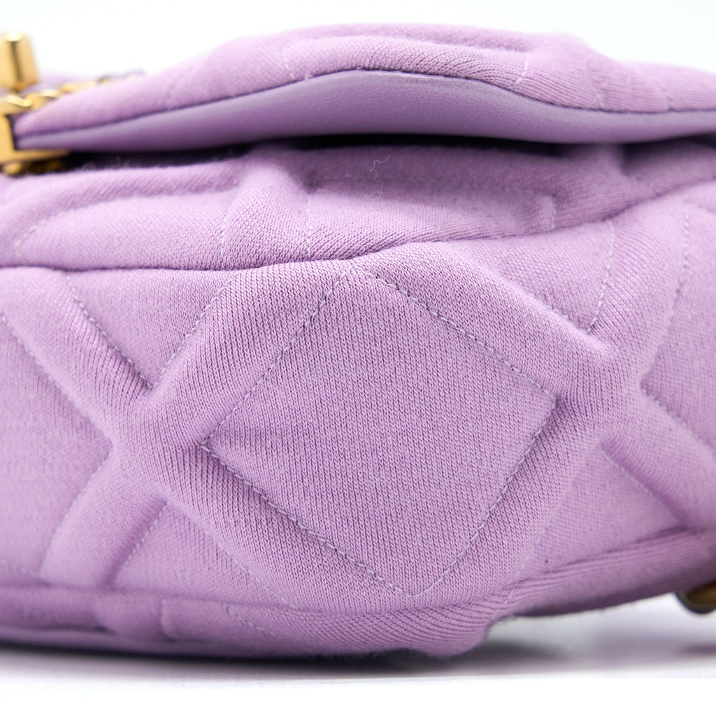 CHANEL 19 WAIST BAG QUILTED JERSEY/ LAMBSKIN LIGHT PURPLE MULTICOLOUR HARDWARE