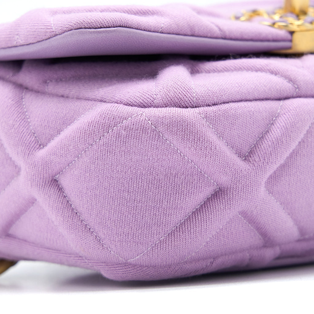 CHANEL 19 WAIST BAG QUILTED JERSEY/ LAMBSKIN LIGHT PURPLE MULTICOLOUR HARDWARE