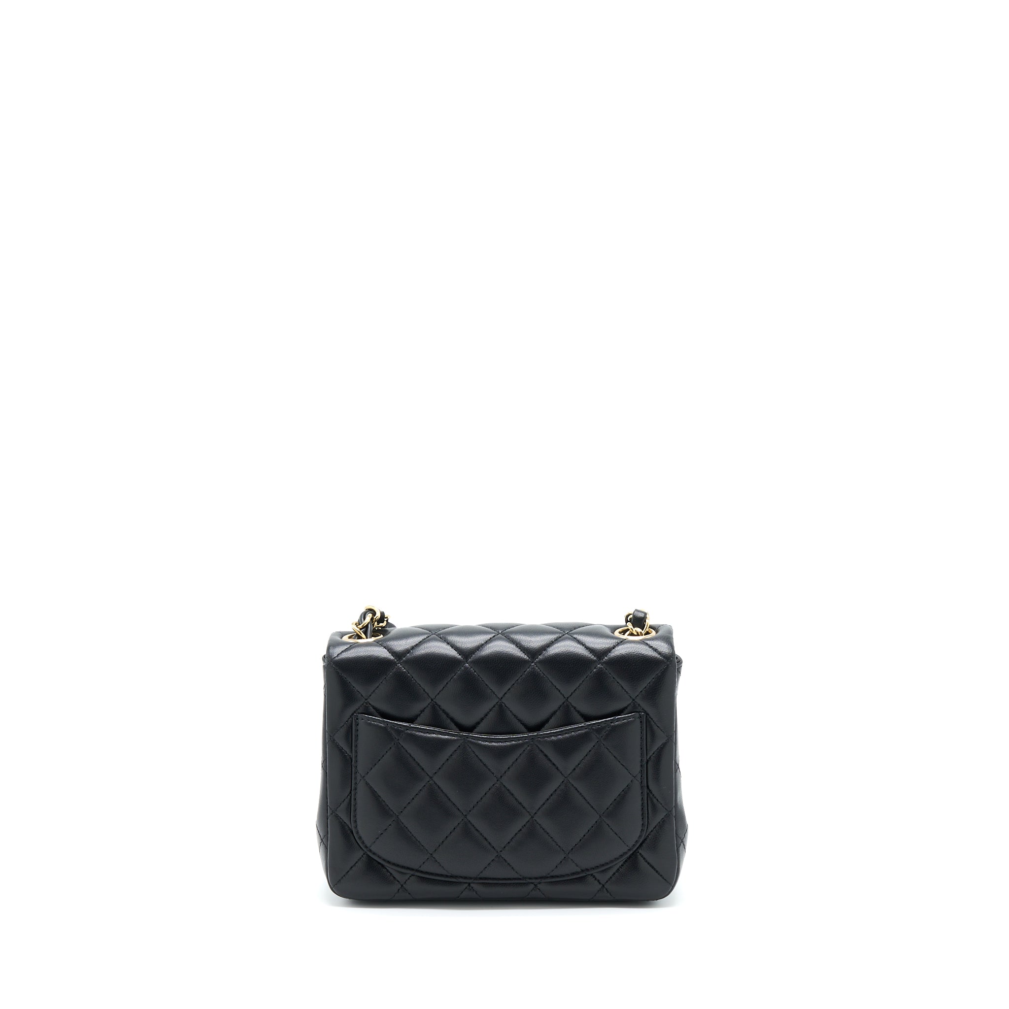 CHANEL MINI SQUARE FLAP BAG LAMBSKIN BLACK GHW (MICROCHIP)