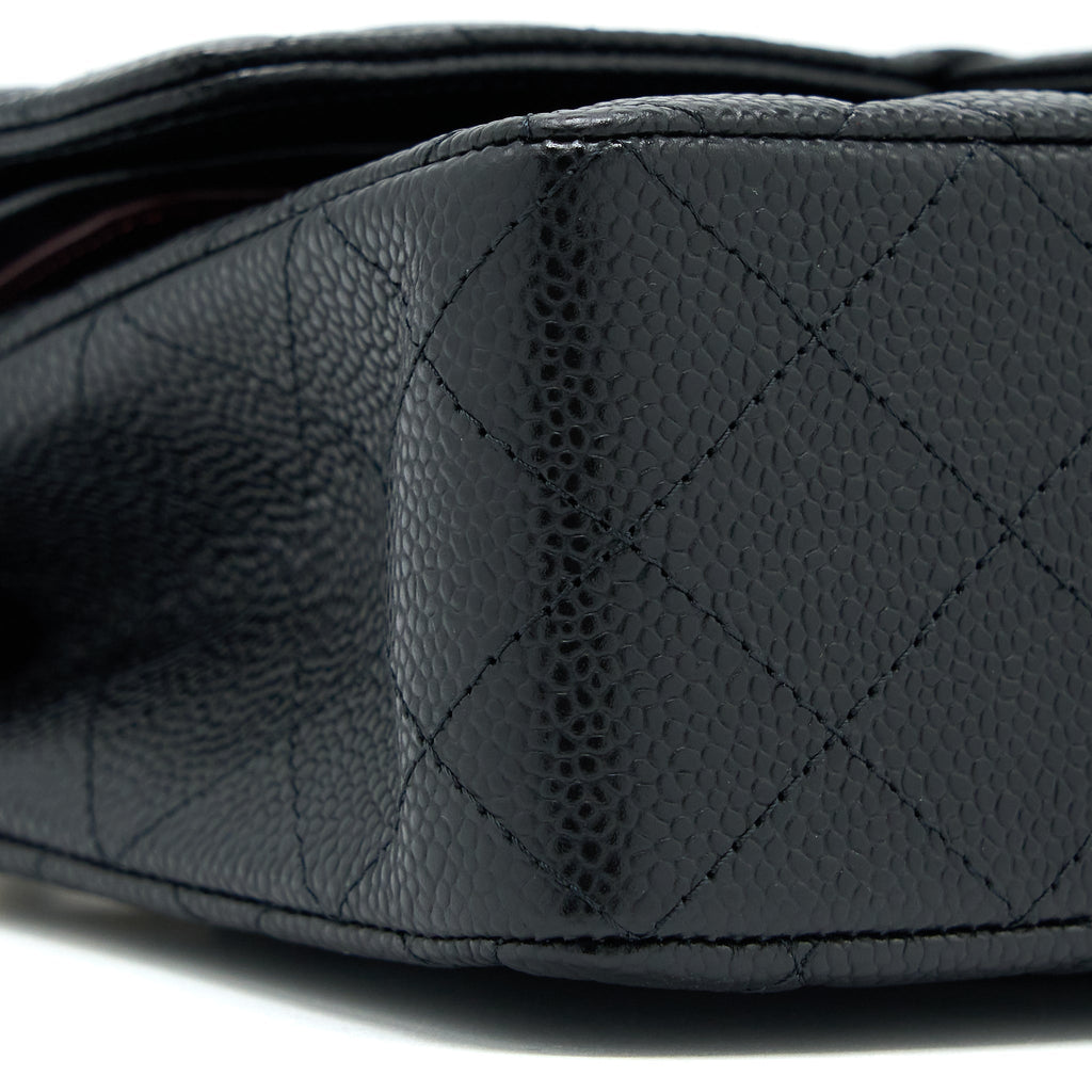 CHANEL SMALL CLASSIC DOUBLE FLAP BAG CAVIAR BLACK GHW (MICROCHIP)
