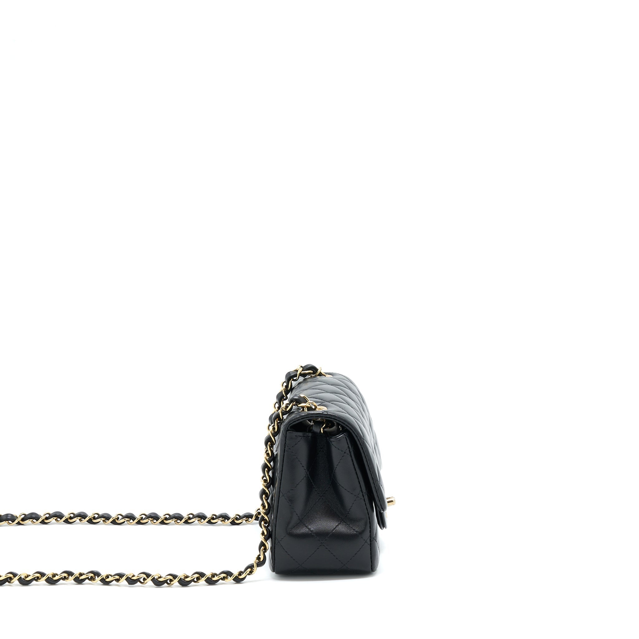 CHANEL MINI SQUARE FLAP BAG LAMBSKIN BLACK GHW (MICROCHIP)
