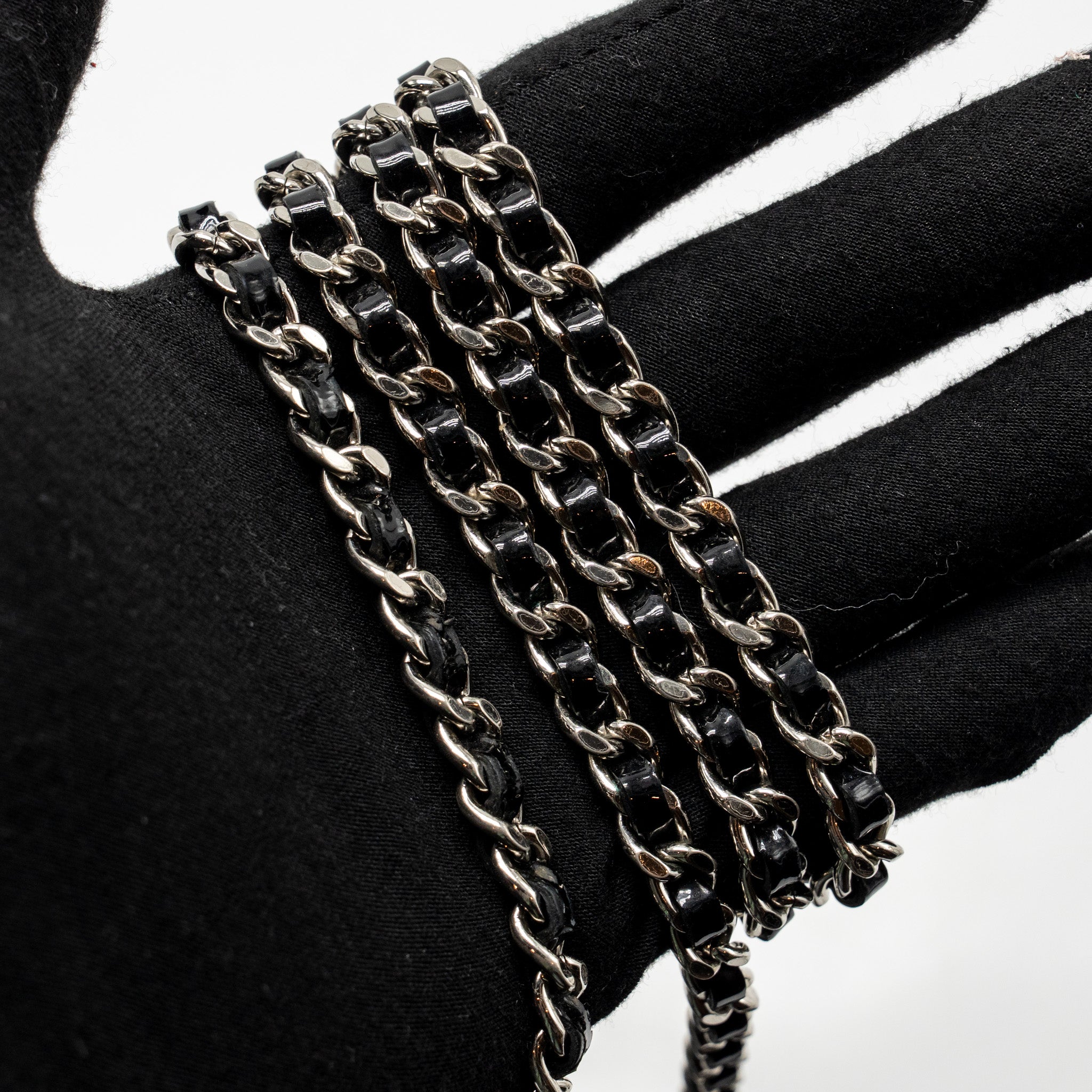 CHANEL CC MINI FLAP BAG PATENT BLACK SHW