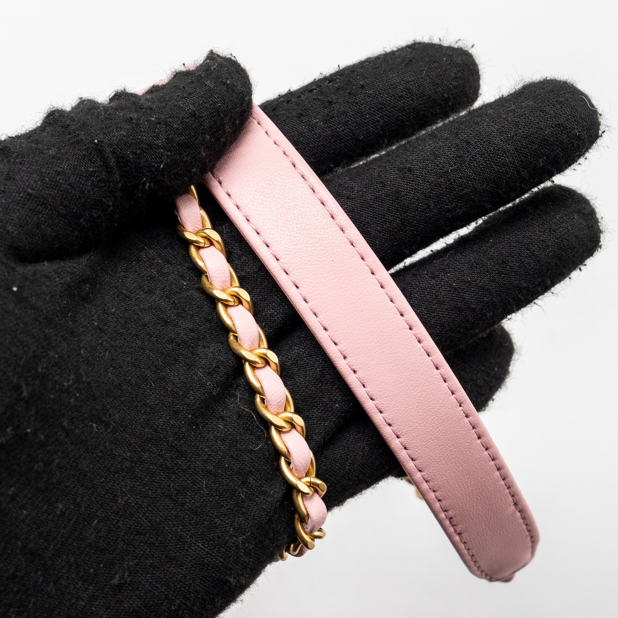 CHANEL TOP HANDLE VANITY BAG WITH CHAIN TWEED PINK GHW (MICROCHIP)