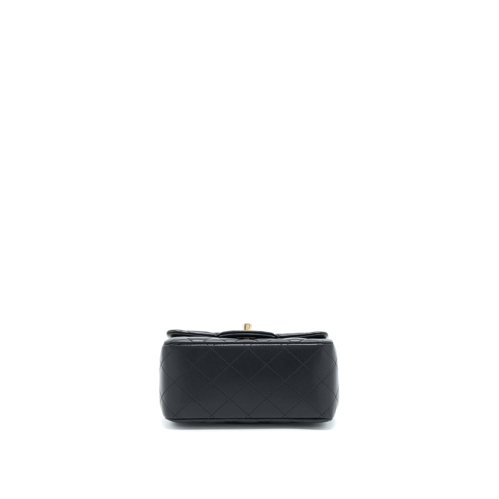 CHANEL MINI SQUARE FLAP BAG LAMBSKIN BLACK GHW (MICROCHIP)