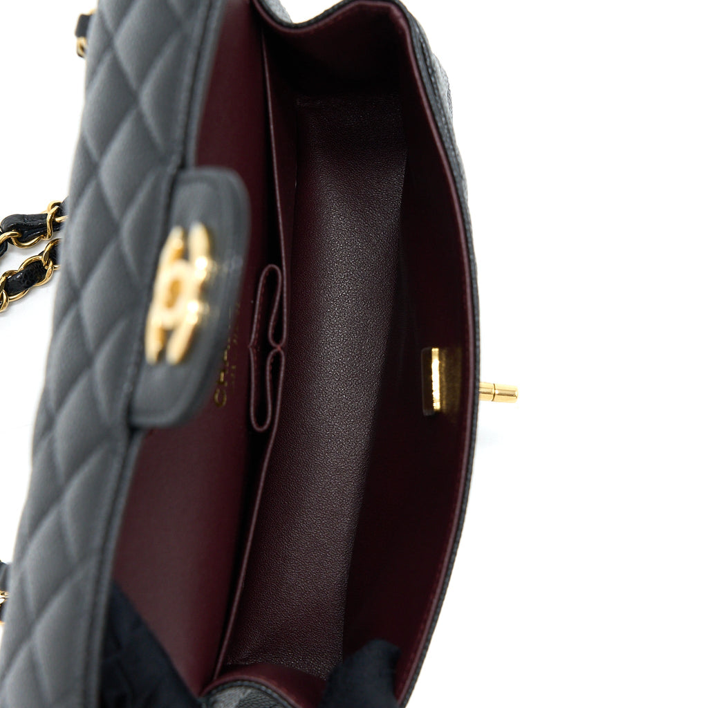 CHANEL SMALL CLASSIC DOUBLE FLAP BAG CAVIAR BLACK GHW (MICROCHIP)