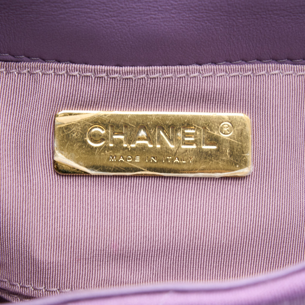 CHANEL 19 WAIST BAG QUILTED JERSEY/ LAMBSKIN LIGHT PURPLE MULTICOLOUR HARDWARE