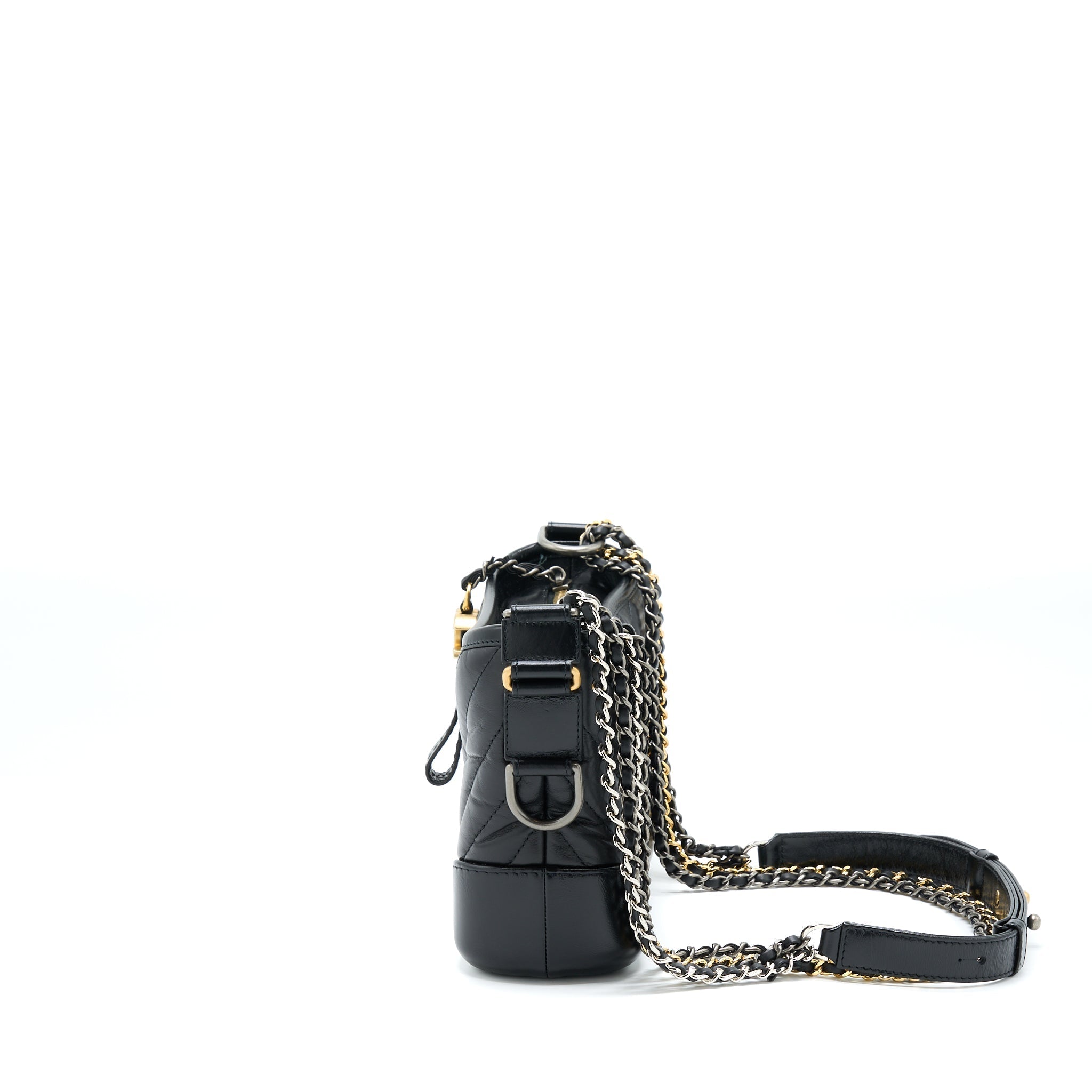 CHANEL CHEVRON SMALL GABRIELLE HOBO BAG BLACK MULTICOLOUR HARDWARE