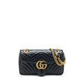 GUCCI GG MARMONT SMALL MATELASSE SHOULDER BAG BLACK GHW