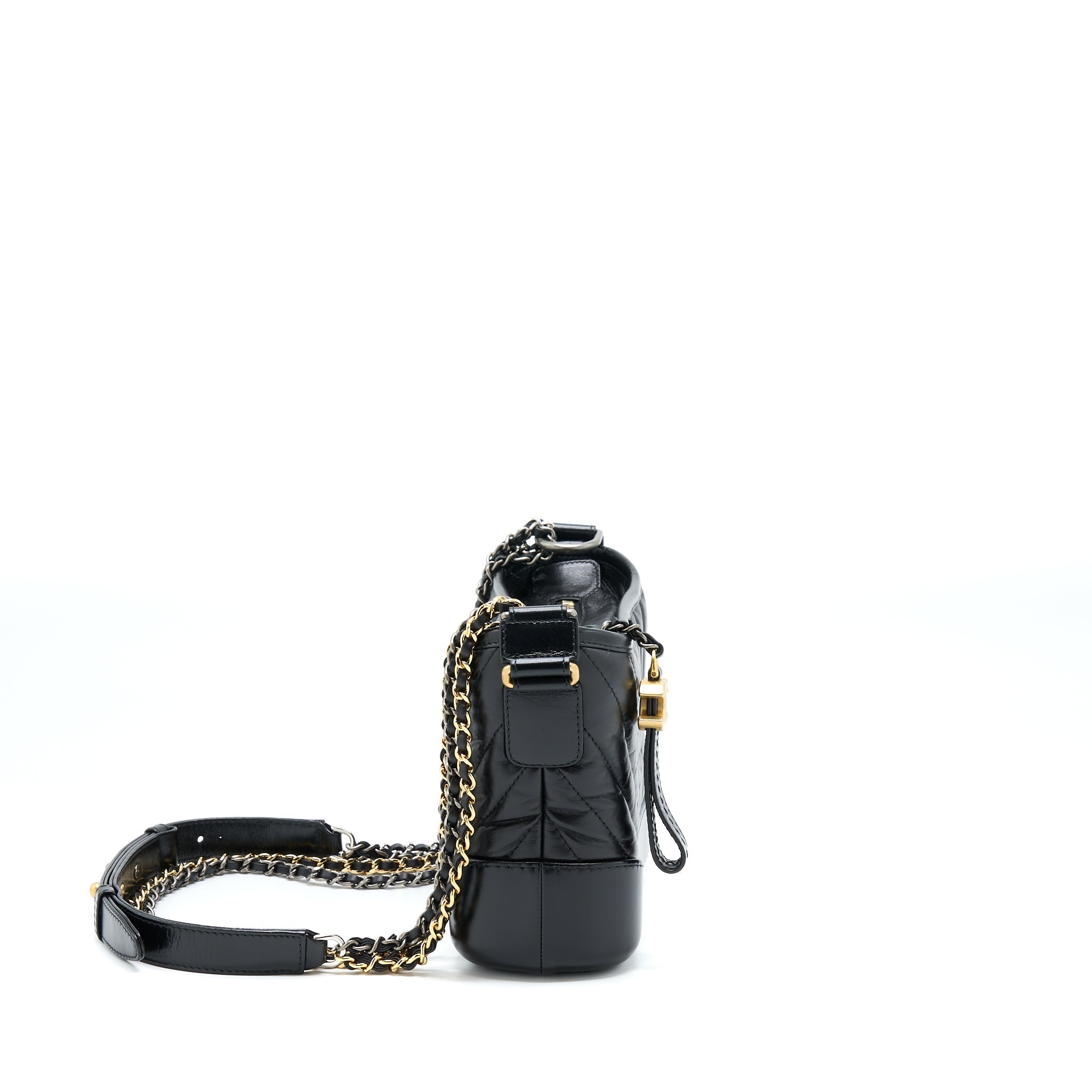 CHANEL CHEVRON SMALL GABRIELLE HOBO BAG BLACK MULTICOLOUR HARDWARE