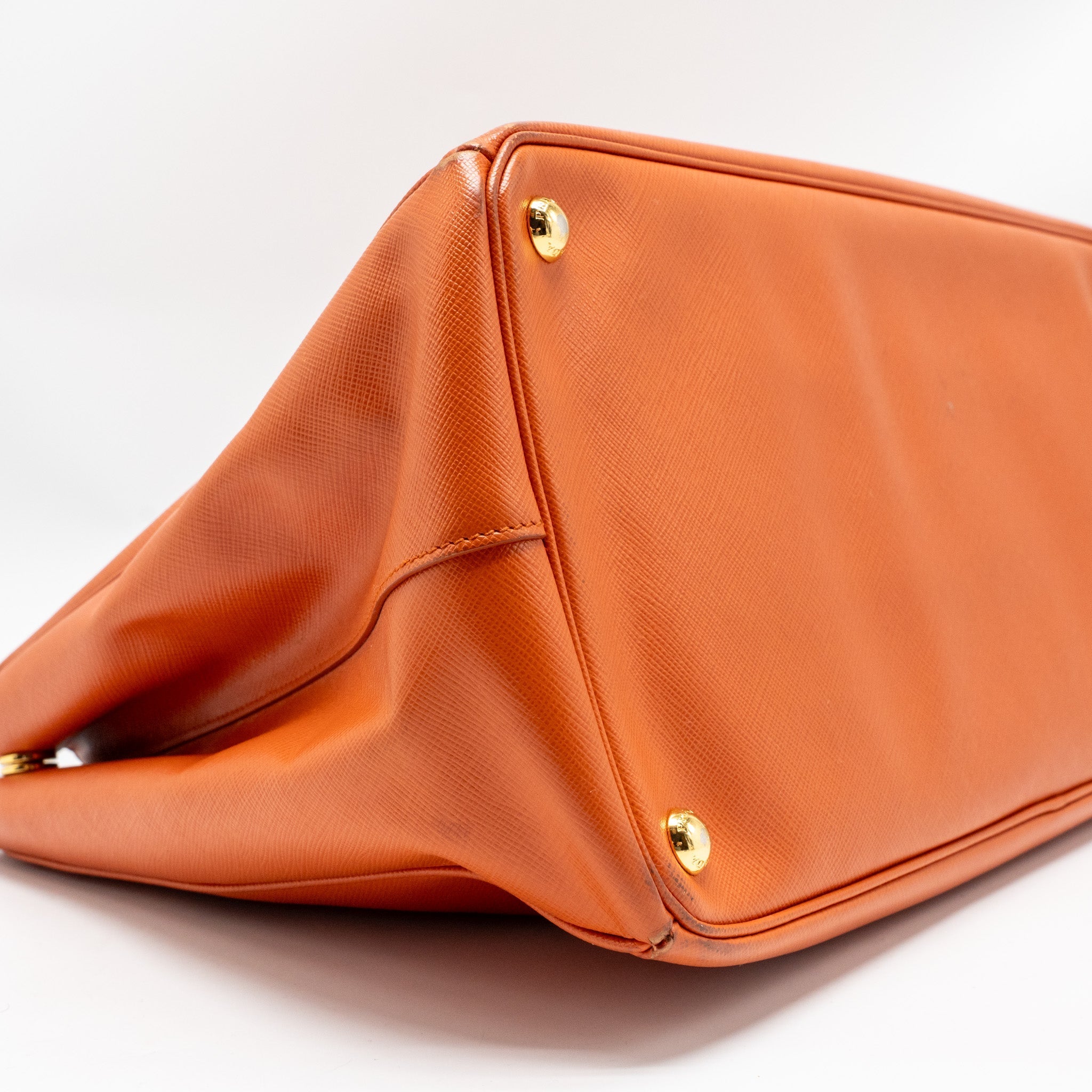 PRADA LARGE SAFFIANO TOTE BAG LEATHER ORANGE GHW