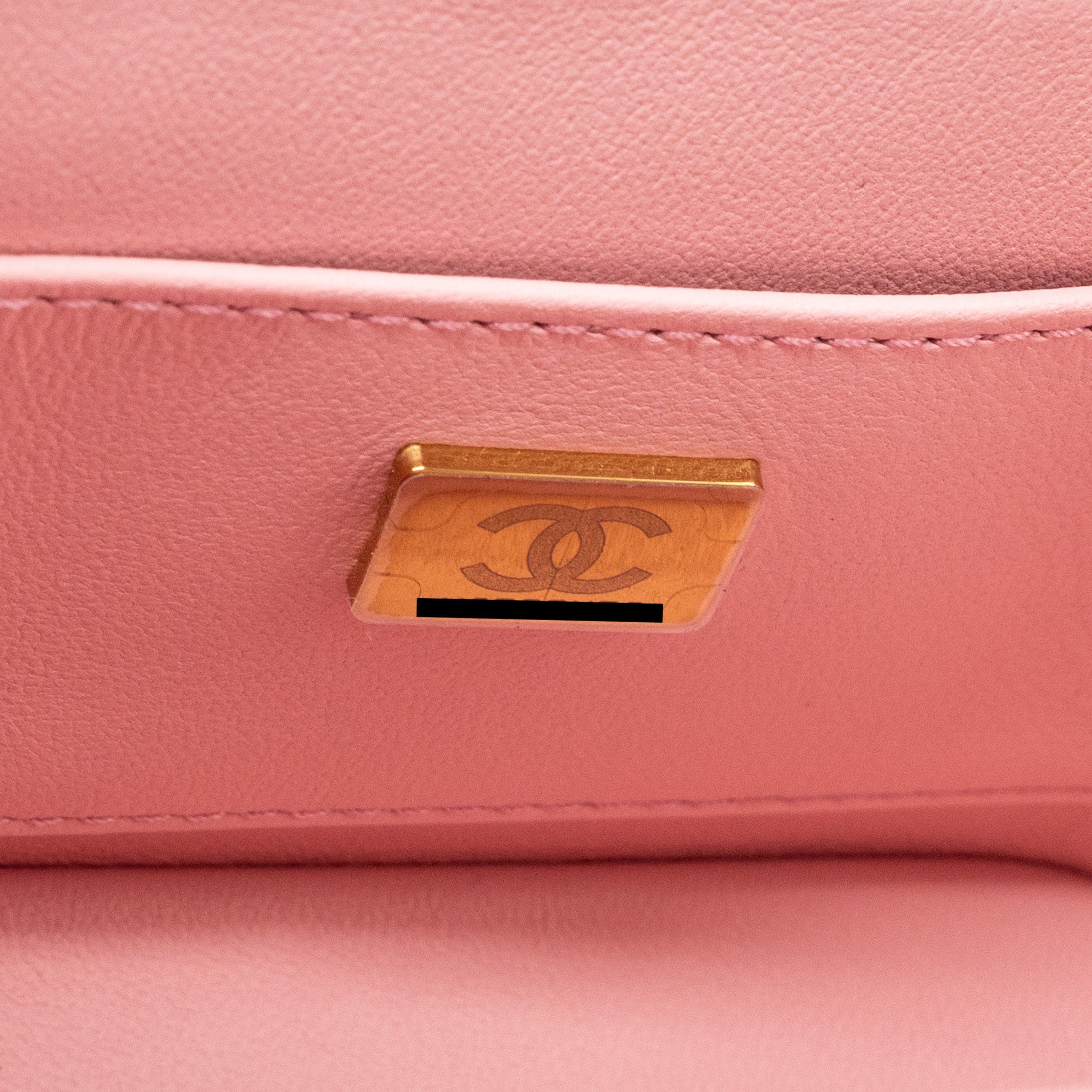 CHANEL TOP HANDLE VANITY BAG WITH CHAIN TWEED PINK GHW (MICROCHIP)