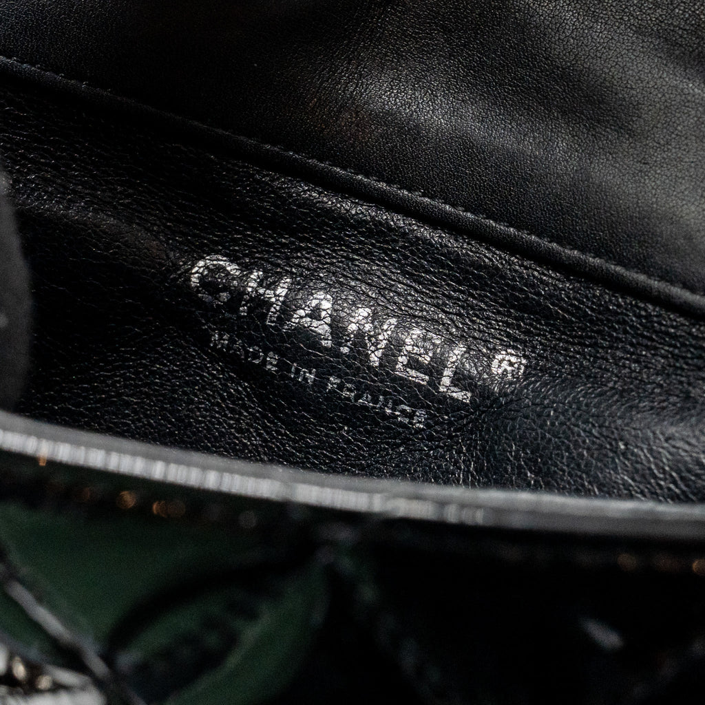CHANEL CC MINI FLAP BAG PATENT BLACK SHW