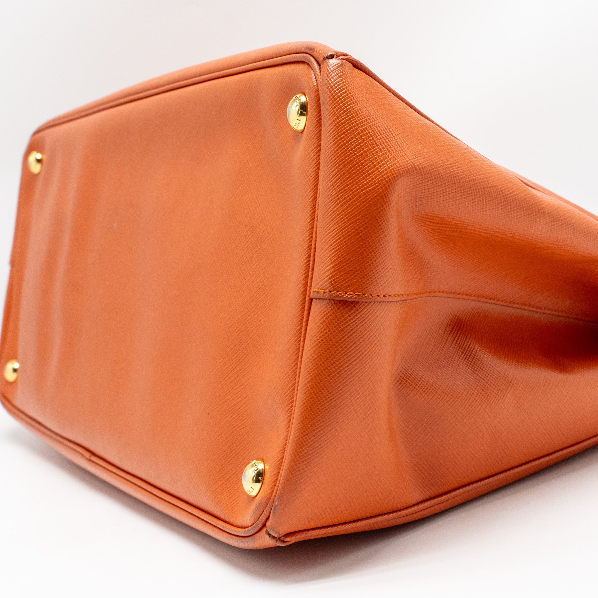 PRADA LARGE SAFFIANO TOTE BAG LEATHER ORANGE GHW