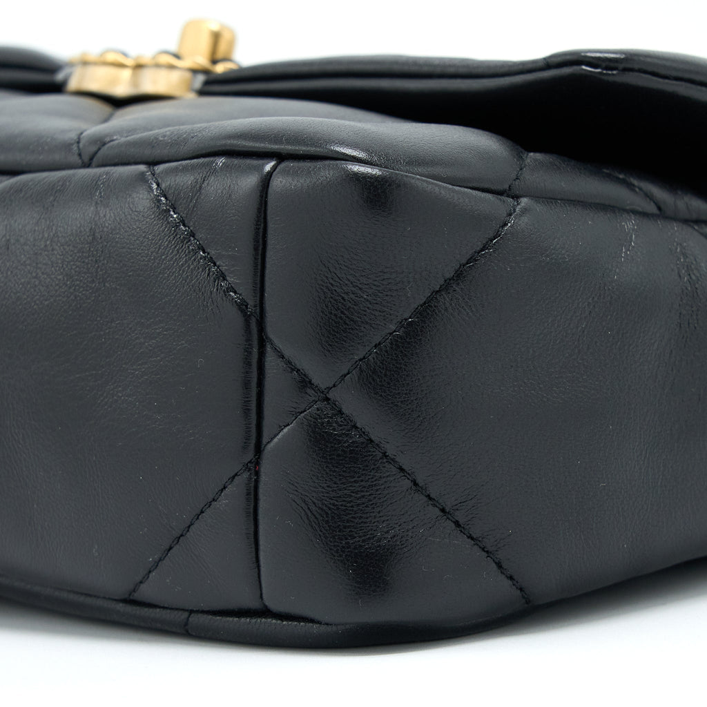 CHANEL SMALL 19 BAG LAMBSKIN BLACK MULTICOLOUR HARDWARE