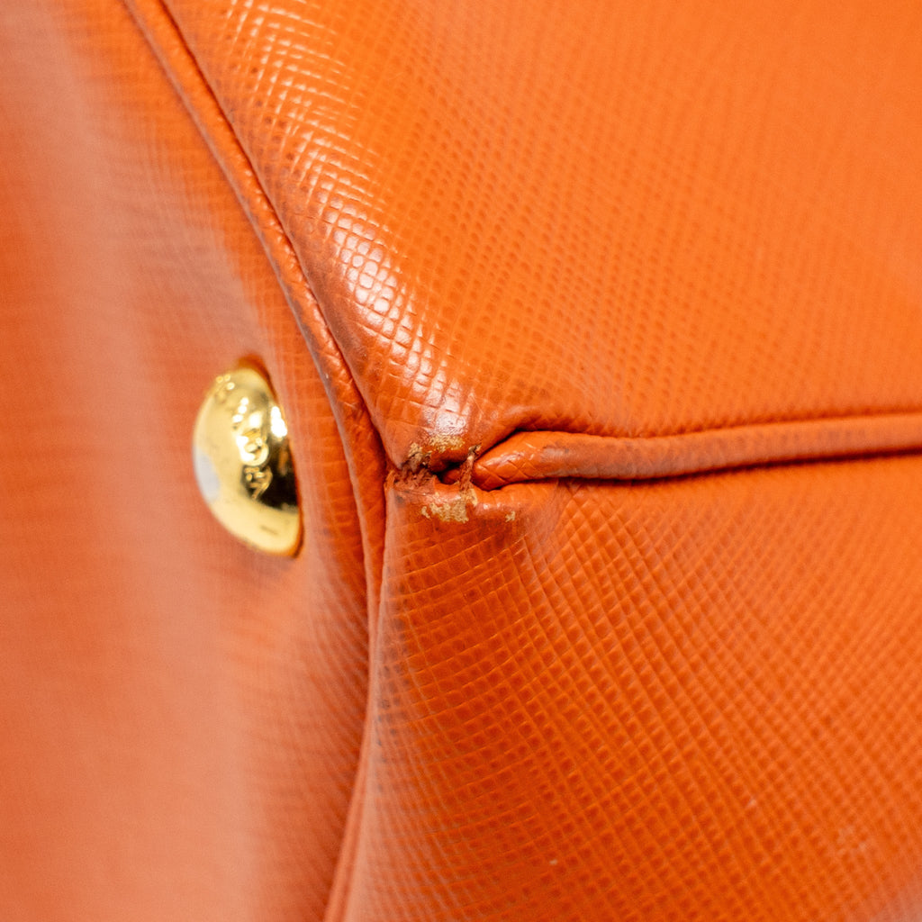 PRADA LARGE SAFFIANO TOTE BAG LEATHER ORANGE GHW