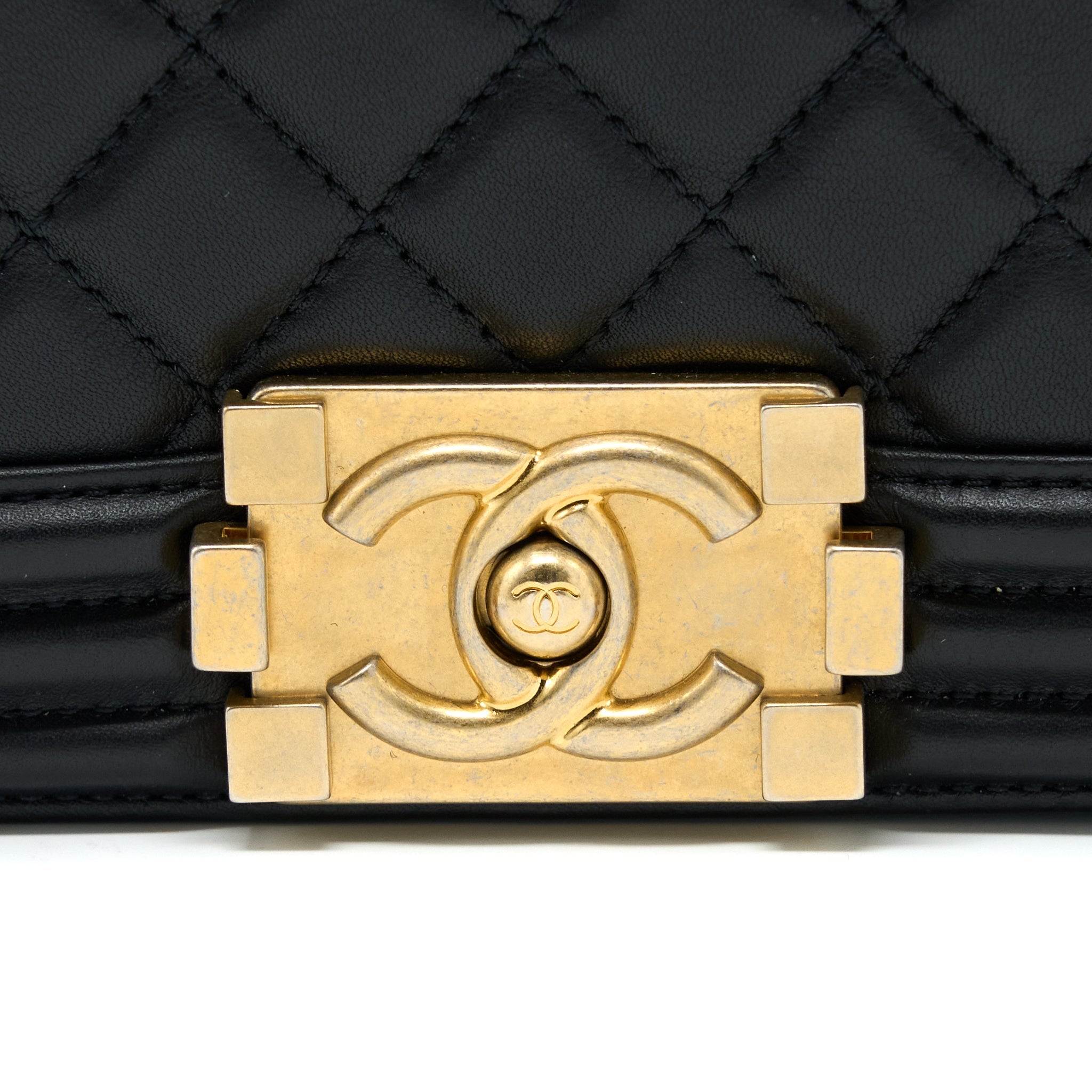 CHANEL MEDIUM BOY BAG LAMBSKIN BLACK BRUSHED GHW