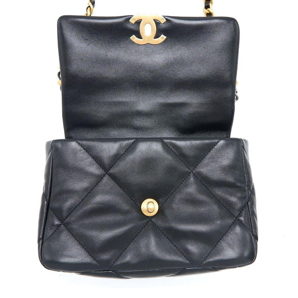 CHANEL SMALL 19 BAG LAMBSKIN BLACK MULTICOLOUR HARDWARE