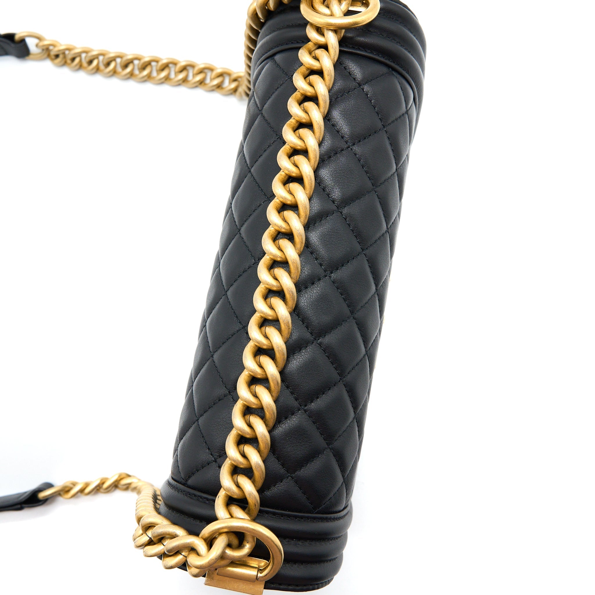 CHANEL MEDIUM BOY BAG LAMBSKIN BLACK BRUSHED GHW