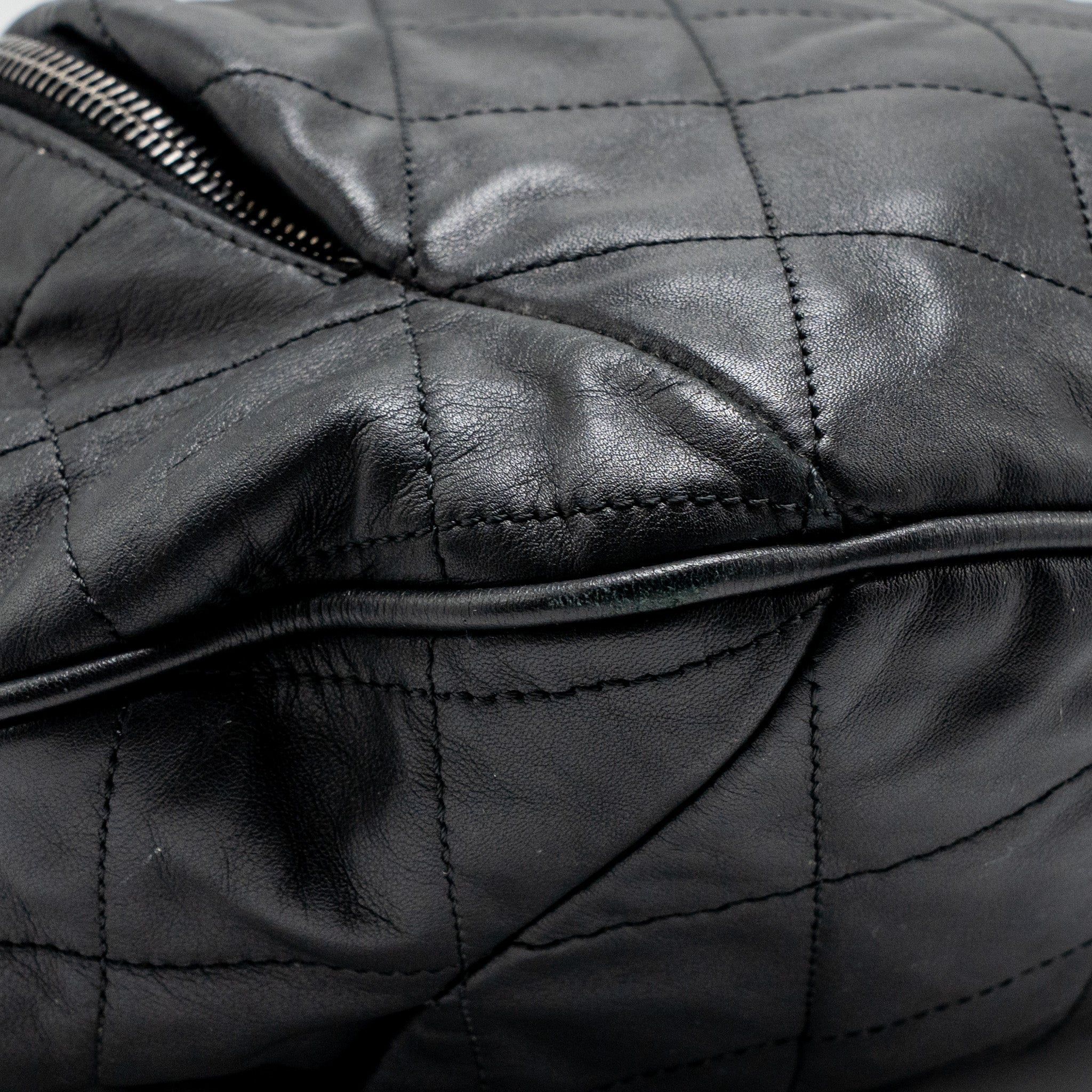 CHANEL COCO PLEATS HOBO BAG CALFSKIN BLACK RUTHENIUM HARDWARE