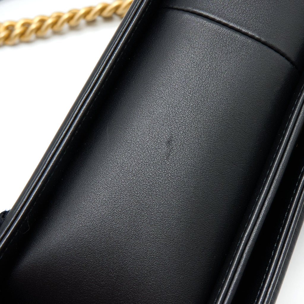 CHANEL MEDIUM BOY BAG LAMBSKIN BLACK BRUSHED GHW