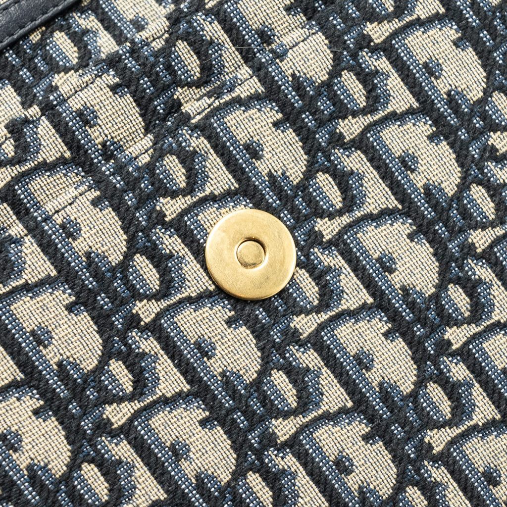 DIOR SADDLE POUCH WITH CHAIN DIOR OBLIQUE JACQUARD BLUE GHW