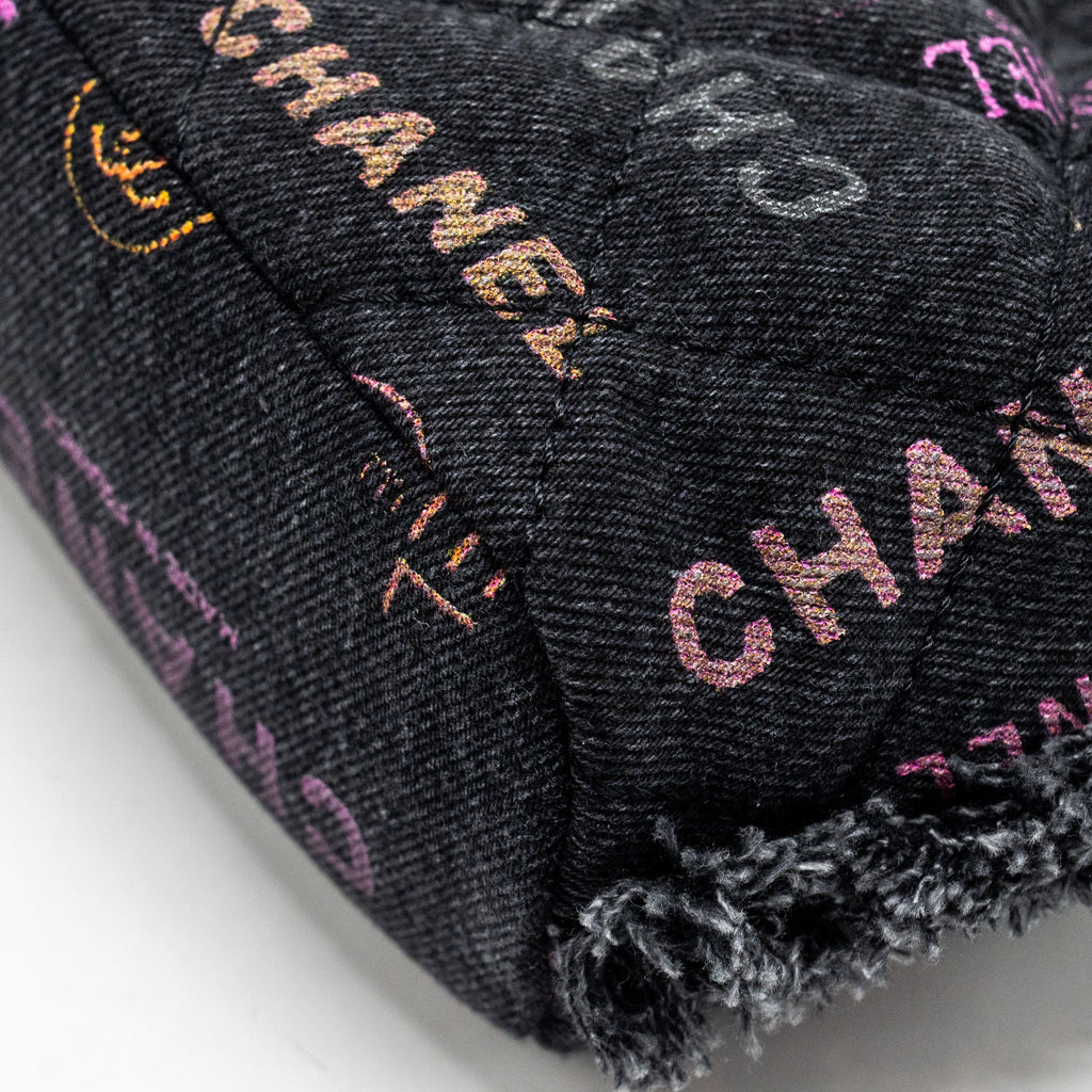 CHANEL SMALL BUCKET BAG DENIM BLACK LGHW (MICROCHIP)