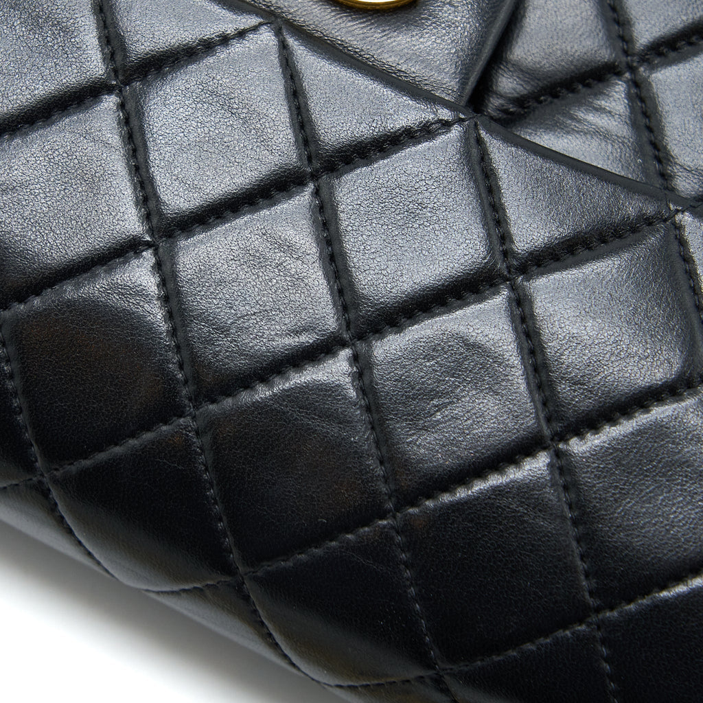 CHANEL VINTAGE SMALL CLASSIC DOUBLE FLAP BAG LAMBSKIN BLACK GHW