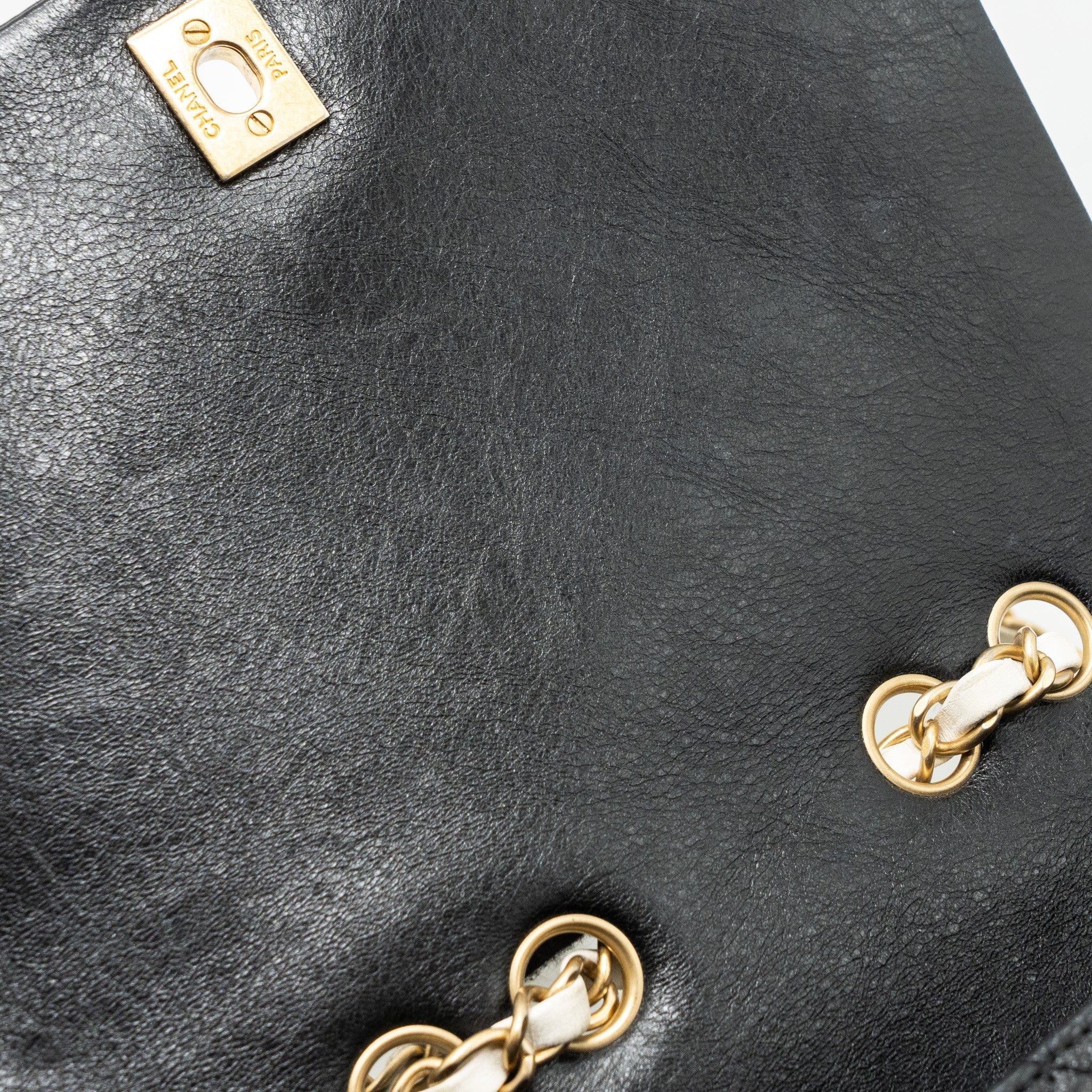 CHANEL QUILTED FLAP BAG LAMBSKIN WHITE/ BLACK GHW