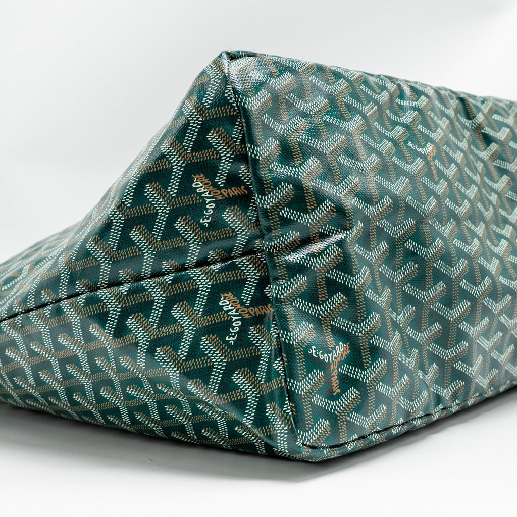 GOYARD SAINT LOUIS GM TOTE GOYARDINE CANVAS/CALFSKIN GREEN SHW