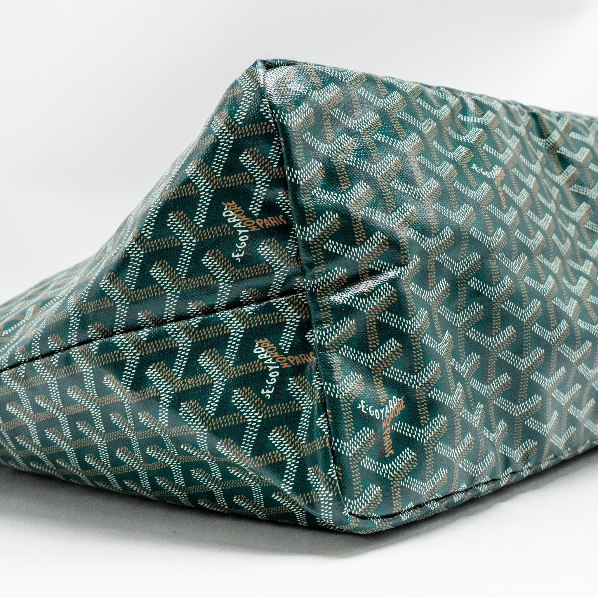 GOYARD SAINT LOUIS GM TOTE GOYARDINE CANVAS/CALFSKIN GREEN SHW