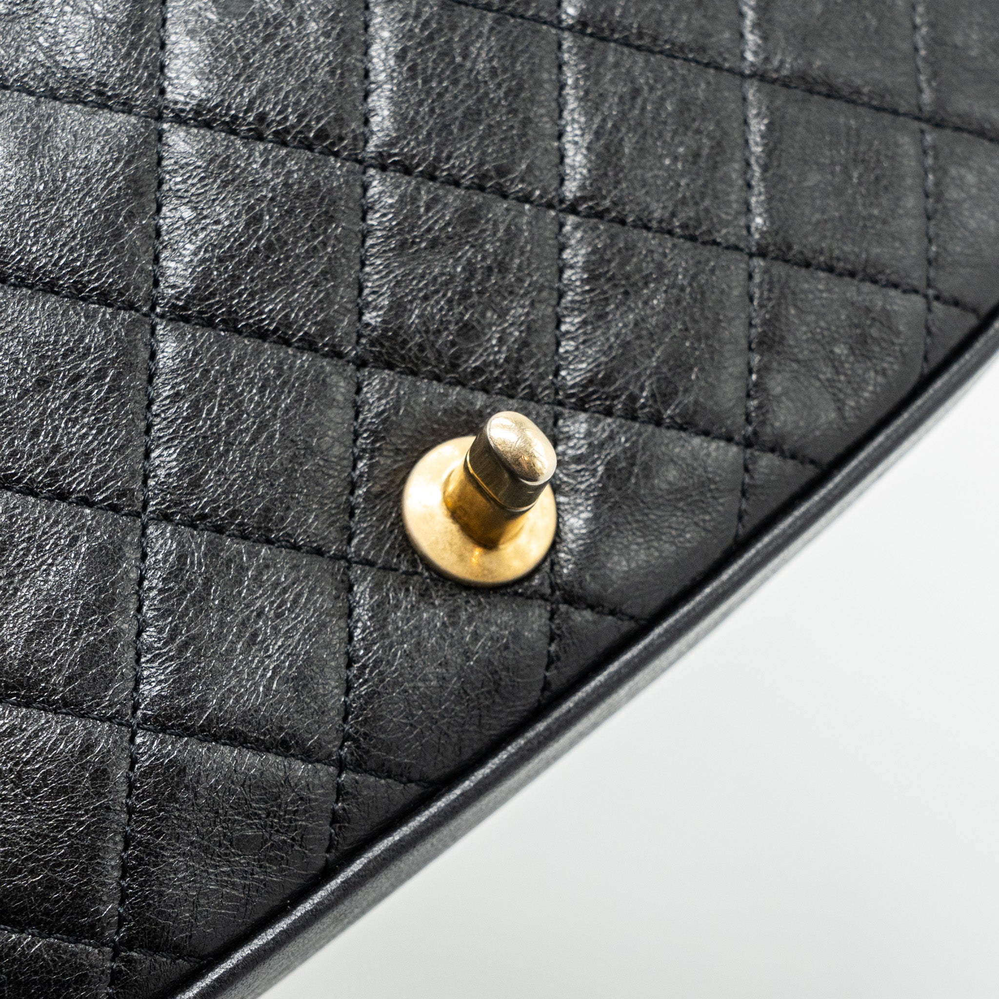 CHANEL QUILTED FLAP BAG LAMBSKIN WHITE/ BLACK GHW