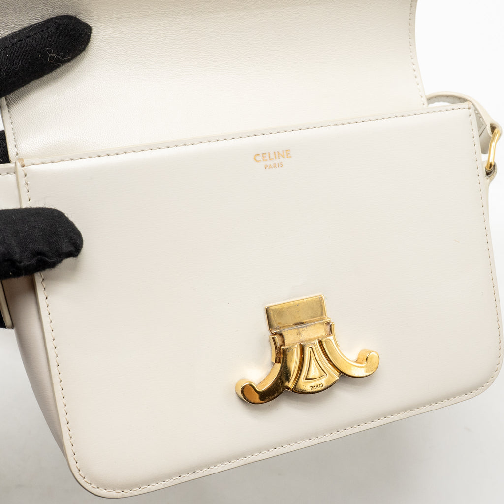 CELINE TEEN TRIOMPHE BAG CALFSKIN WHITE IVORY GHW
